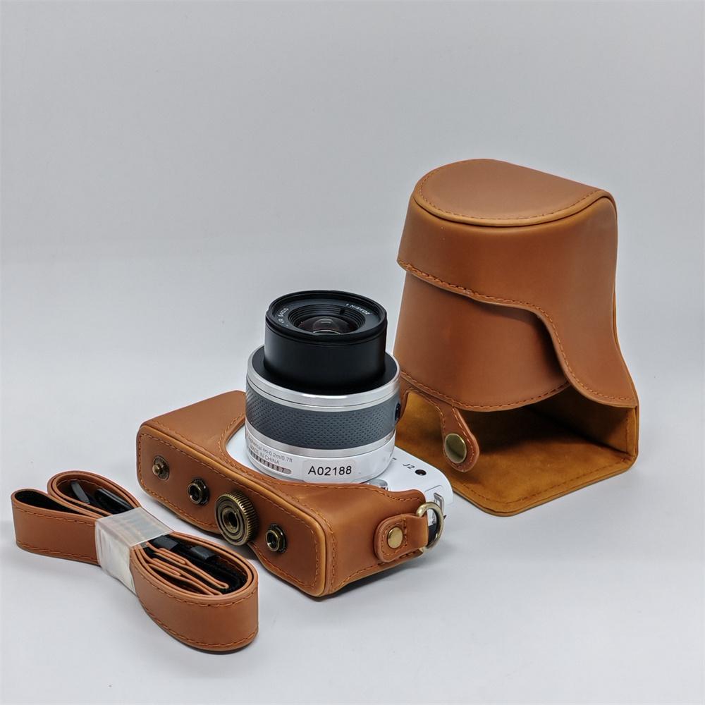 PU Leder Kameratasche Hülle Für Nikon J1 J2 Ganzkörper-Schutzhülle Mit Riemen