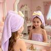 Kids Hair Drying Cap Super Absorbent Quick Dry Hair Towel Wrap with Button Cute Bow Anti-Frizz Turban for Girls Long Hair