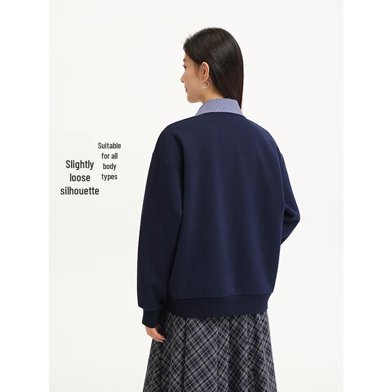 Hotwind Women's Faux Two-Piece Collar Sweatshirt