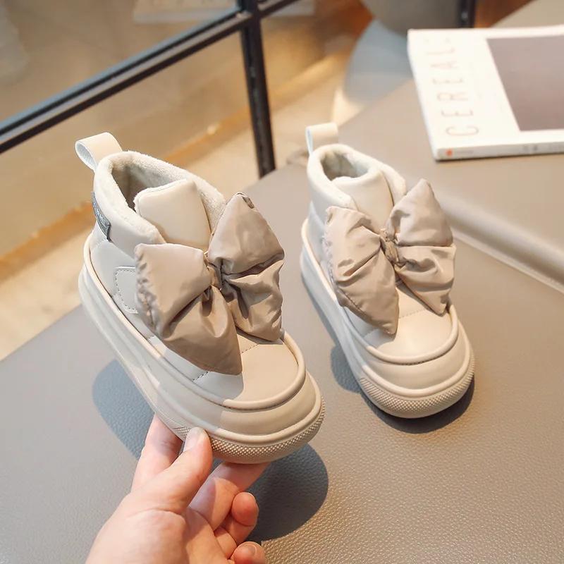 

Девочки Хлопок Плюшевые Теплые Короткие Ботинки 2024 Зима Принцесса Корейский Стиль Бант Ботильоны Маленькие Дети Мода Повседневная Обувь Нескользящие 28 хаки