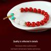 Genuine Cinnabar and White Jade Peace Bracelet - Natural Chinese Style Women's Gift