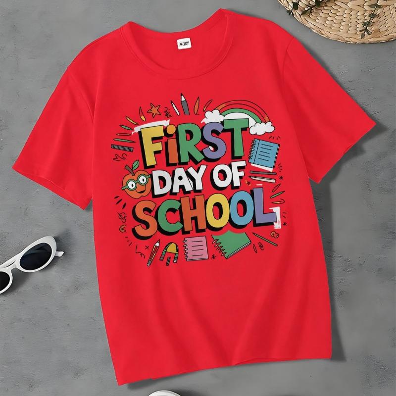 Kids Crewneck Casual T-Shirt, Soft Short Sleeve Top