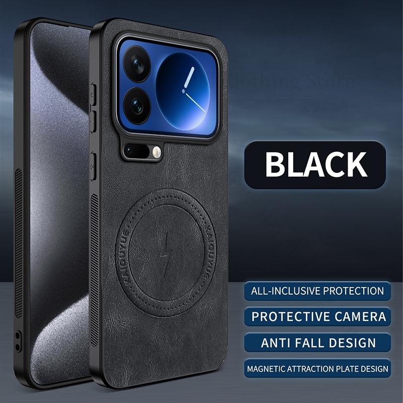 PU Leather Soft Bumper Shockproof Case For Xiaomi 17 Pro Max Magnetic Magsafing Phone Cover For Xiaomi 14T Pro mi 17 Pro Fundas