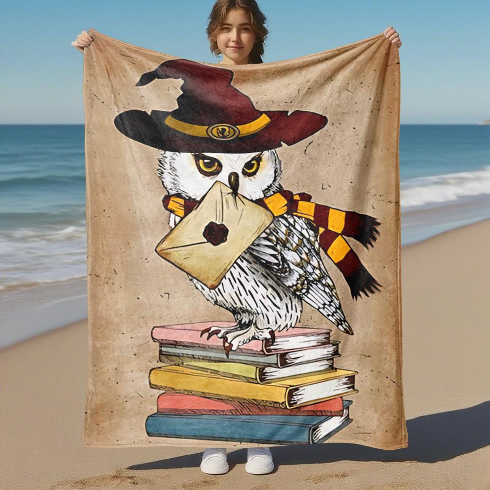 1pc Hogwarts owl wisdom Outdoor Flannel Throw Blanket All Season Soft Warmth,Home Decor 1031202