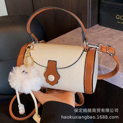 Fashion Contrasting Color Portable Small Bag Women's 2025 New High-end Versatile Messenger Bag Exquisite Small Bag Pillow Bag