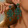 Vintage Diamond Studded Colorful Water Droplet Tassel Earrings for Brides, Wedding Accessories, Sweet Dates, Honeymoon Earrings