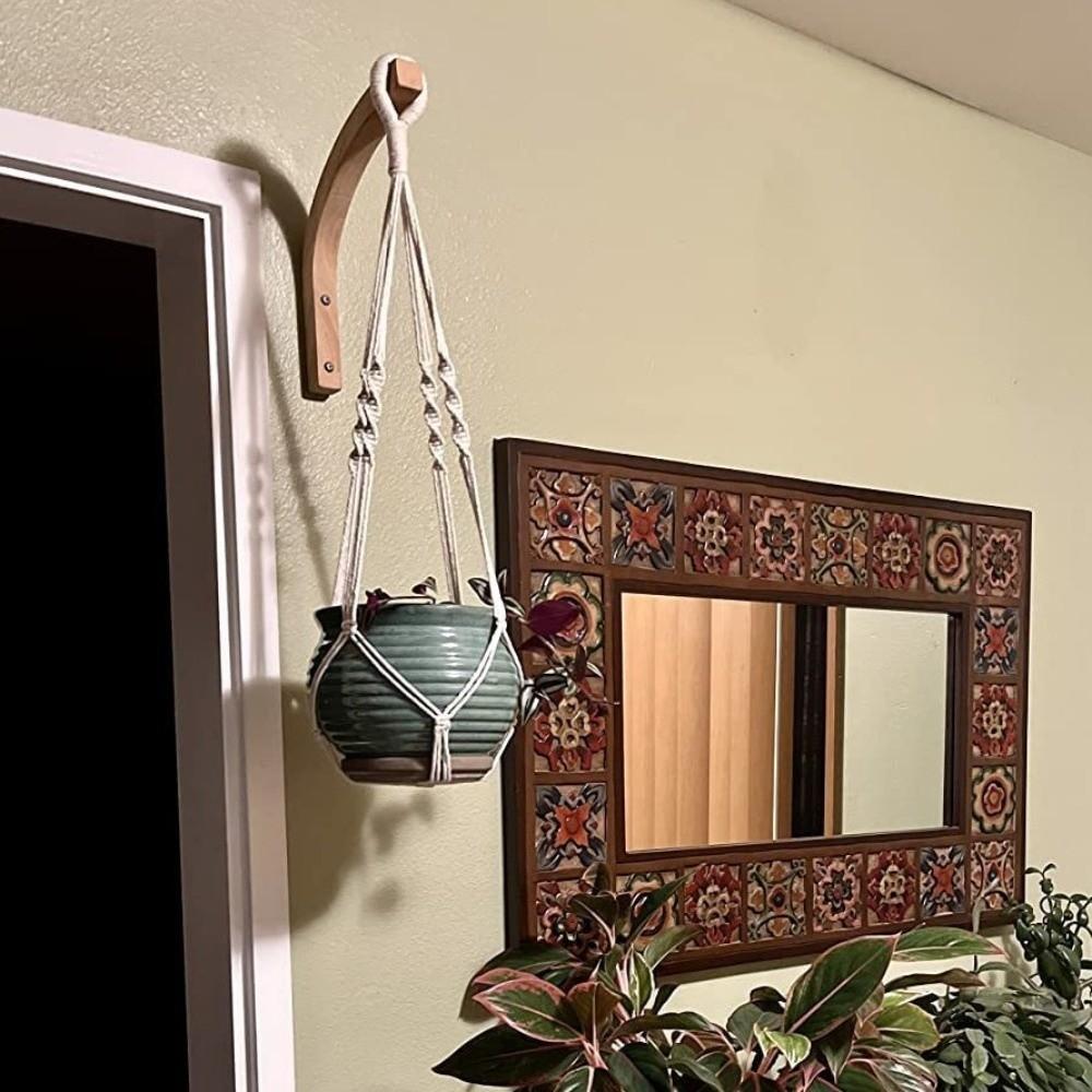2PCS Wall Mounted Wooden Plant Hanger Sturdy Farmhouse Style Wall Hanging Hook Handmade Multipurpose Bird Feeder Hook