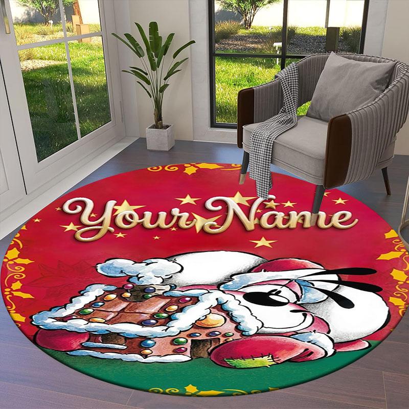 Diddl Custom Name Round Area Rug,Carpet Rug for Living Room Bedroom Sofa Playroom Decor,Non-slip Floor Mat