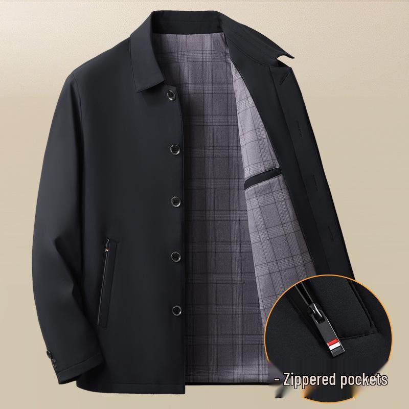 Men's Wear-Resistant Casual Jacket for Spring and Autumn - Middle-aged and Elderly Styles