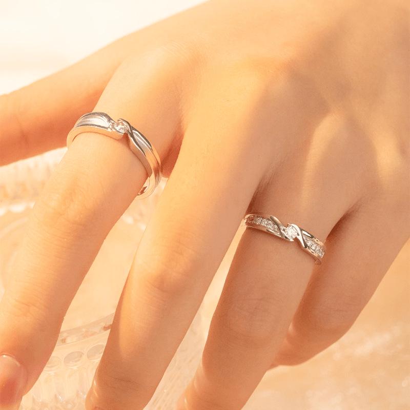 S925 Sterling Silver Couple Rings: Light Luxury Open Design for Men and Women - Perfect Christmas Gift