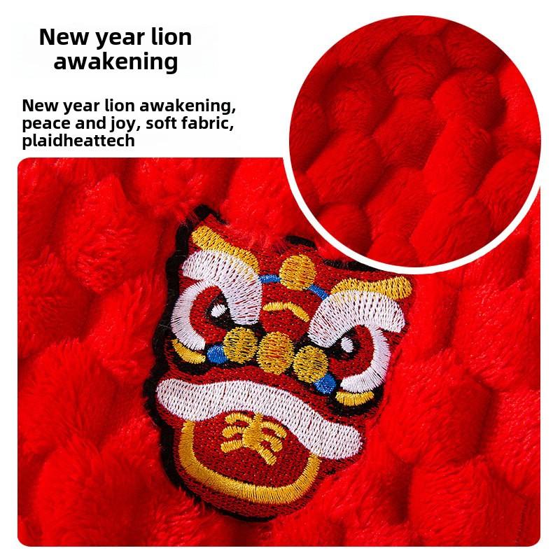 Cats Are Safe and Happy In Autumn and Winter, Lion Dancing, New Year's Two-legged Fleece, Medium and Small Dog Dog Teddy Pet Cat Clothes