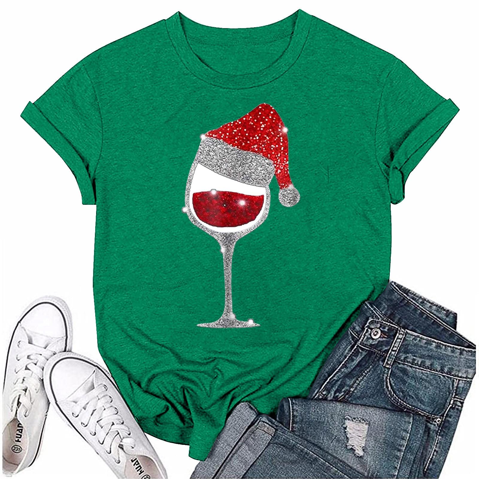 

Жіночий повсякденний різдвяний вільний пуловер із короткими рукавами та круглим вирізом. Топ XXXL