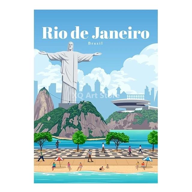 

Современный всемирно известный туристический городской плакат Рио-де-Жанейро фотографии холст живопись спальня искусство настенный пейзаж офис домашний декор подарок 21x30cm No Framed