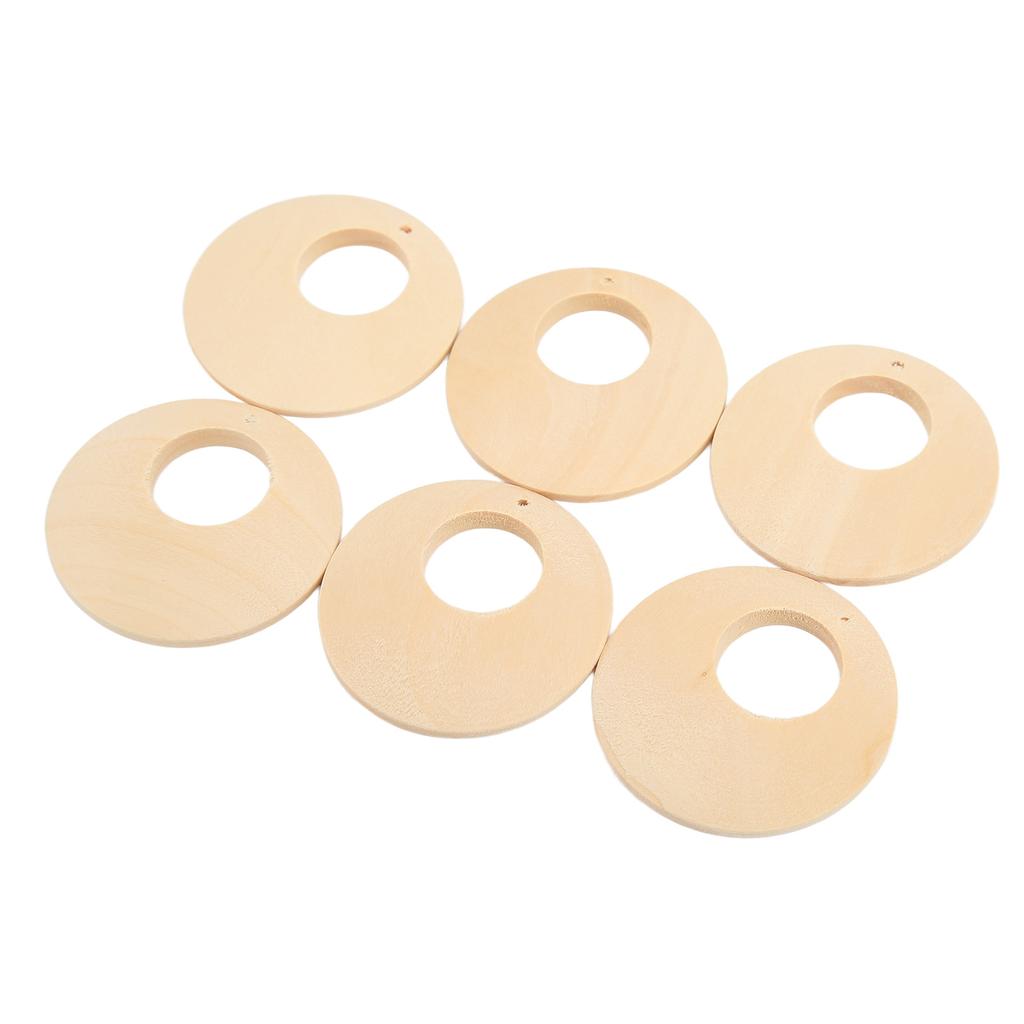 50pcs Wood Earring Blanks Hollow Round DIY Making Easy Coloring Wear Resistant Light Weight Jewelry Making Supplies