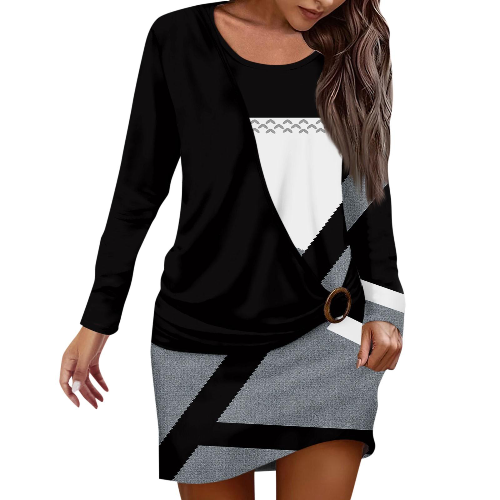 Жен. Платье Толстовка Платье С принтом Мода Свободный вырез с круглым вырезом — фото 3