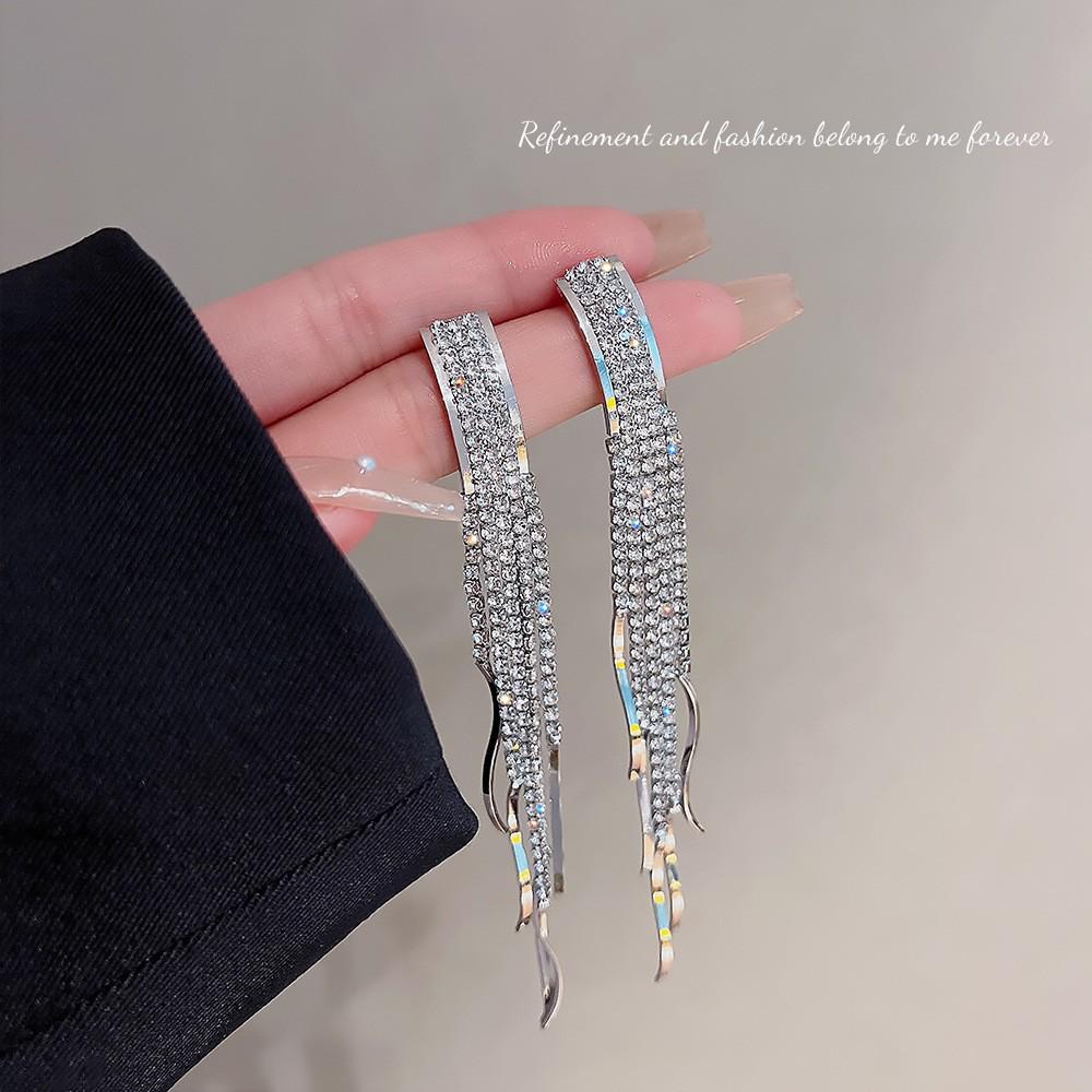 Trendy Long Tassel Bow Earrings: Celebrity-Inspired, Exaggerated Style for Women