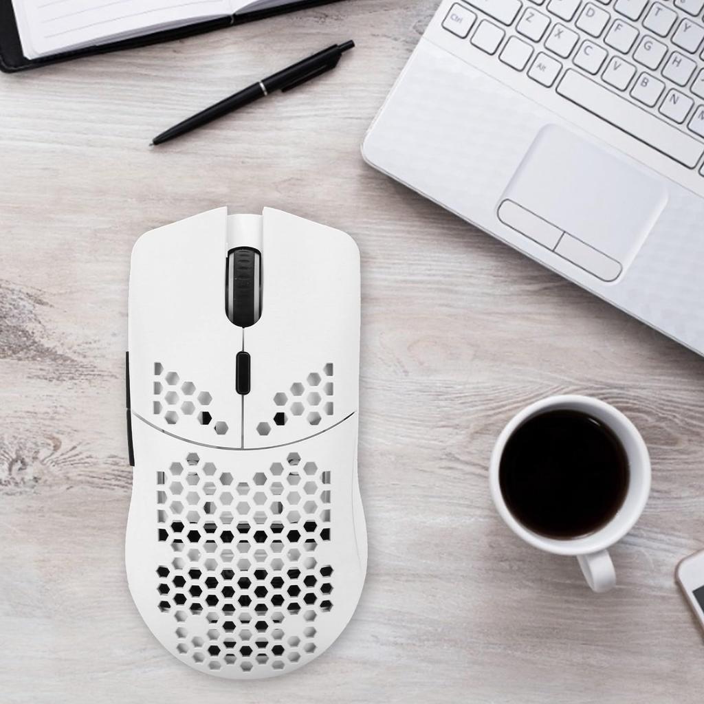 Wireless Gaming HXSJT66 Computer Gaming Mouse with 6 RGB Backlight Modes and 4 Adjustable DPI Levels for PC Laptop Mouse, 2.4GHz (White)