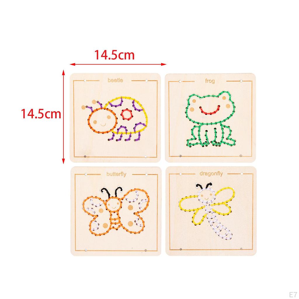 Cartoon Pattern Lacing Toy Set for Children with Hand Eye Coordination Focus