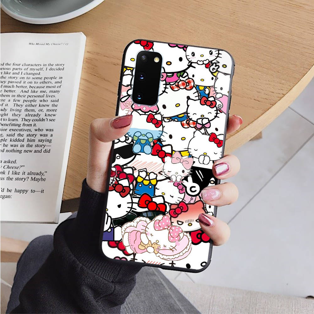 AH33 Husă Drăguță Hello Kitty Neagră pentru Samsung Note 20 Lite S24 Ultra S23 S22 A05 A06 A11 A71 A15 A16 A13 A24 A25 A33 A52 A53 M55 M35 Husă Moale