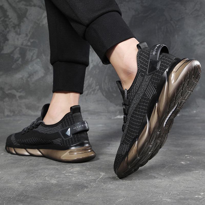 Strictly selected men's shoes spring and summer new popcorn running shoes flying woven breathable trend sports shoes casual soft mesh coconut