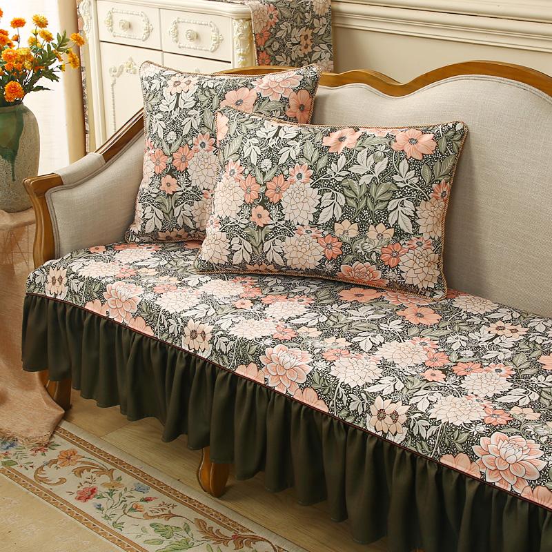 Heimdeko Weiches Sofakissen Retro Luxus Wohnzimmer Pastoraldruck Sofabezug Rutschfester Überwurf Möbelschutzbezug