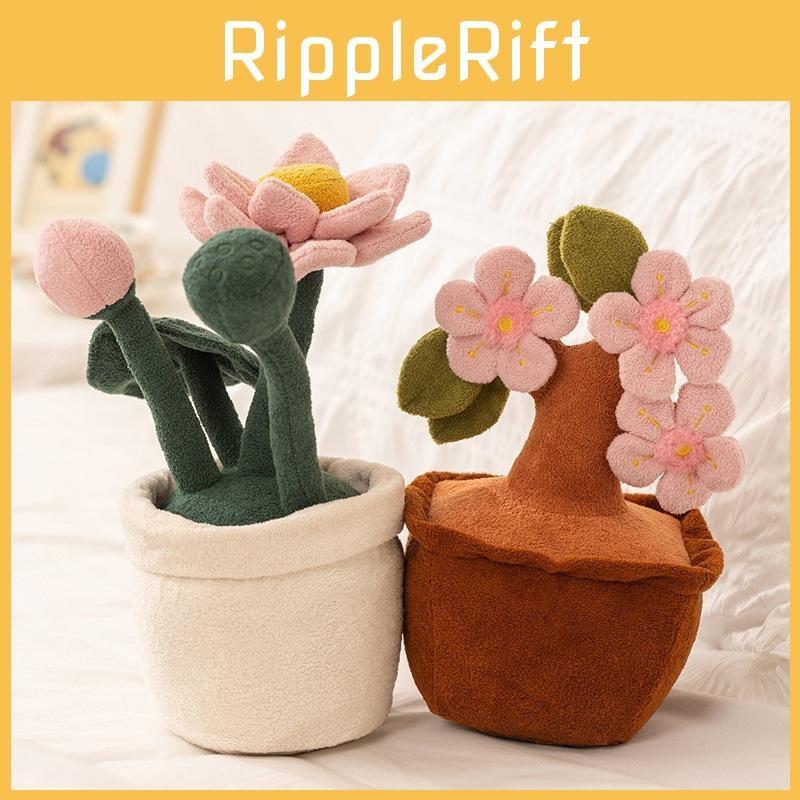 Tulips Roses Peach Blossoms Lotus Flowers Plush Potted Plant Toy For Kids Gift
