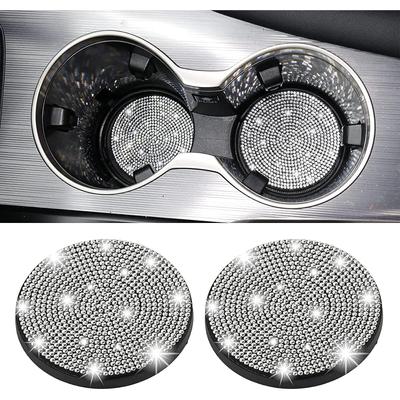 Universal Car Accessories Drink Holder x2,Car Accessories Glitter Coasters, Non-Slip Silicone Coasters, Shiny Rhinestones, Car Accessories Interior