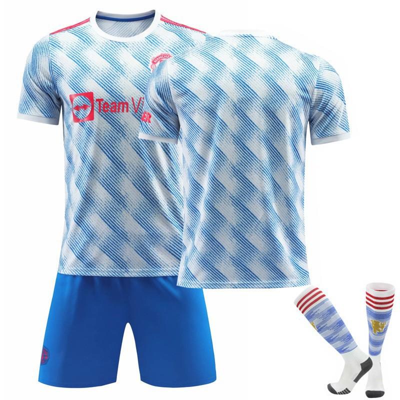 21-22 Red Devils Away No. 7 C Ronaldo Blue Jersey Set Football Uniform 6 Bogba Champions League Version Batch