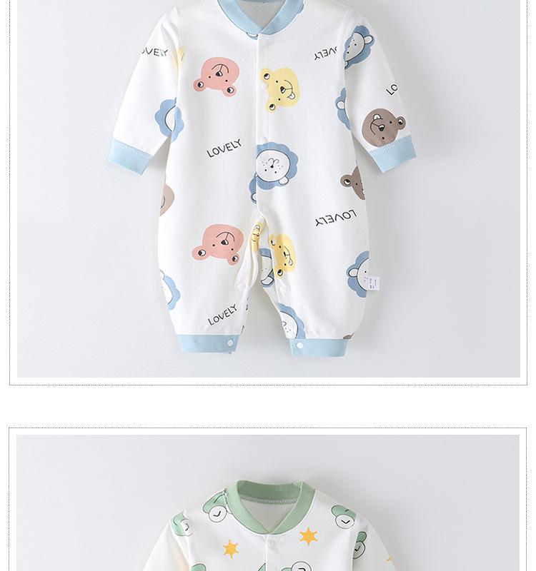 Infant & Toddler Long Sleeve Cotton Romper - Unisex Cartoon Print for Autumn/Winter