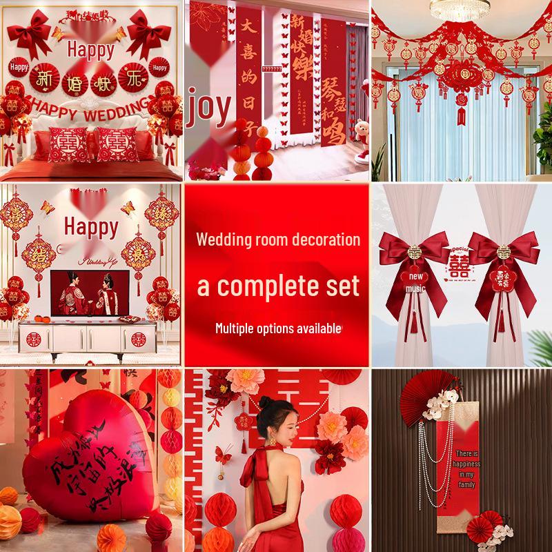 Complete Wedding Room Decoration Set: Bride & Groom's Bedroom Decor Essentials