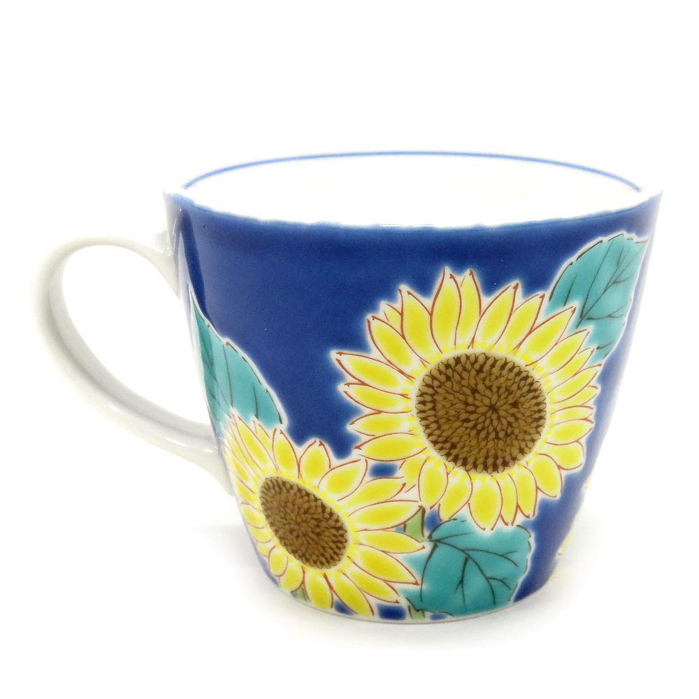 Waza no Kura Stylish Kutani Ware Mug with Sunflower Design, Ceramic, Luxury Brand, Made in Japan