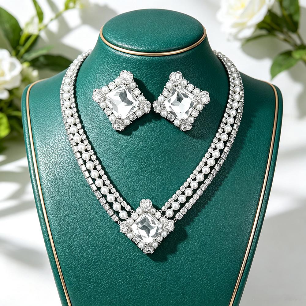G377C Fashion Necklace Earrings Jewelry Sets for Women Zircon Crystal Dubai Bridal Wedding Party High Quality New Shiny Luxury