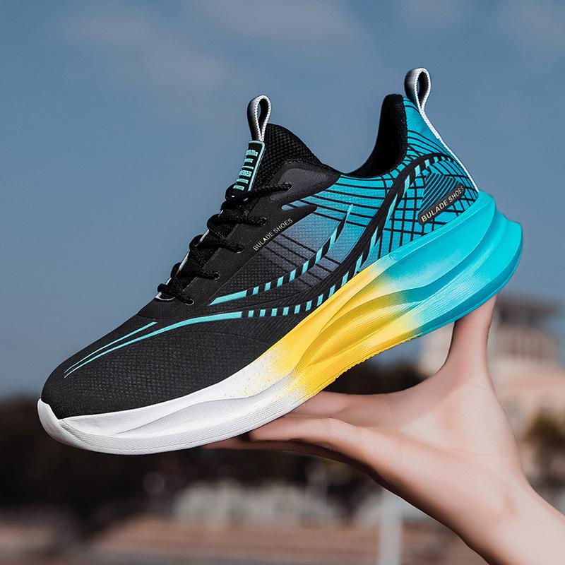 Mens Sneakers Lace Up Cushioning Anti Slip Wear-resistant Outdoor Marathon Sports Running Shoes Casual Walking Shoes for Man