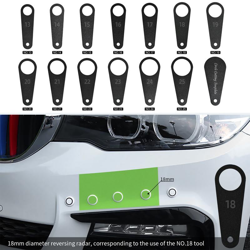 EHDIS Cutting Template for Parking Sensor Carbon Fiber Wrap Vinyl Tool Kit Car Protective Film Cutter 13~25mm Metal Circle Gauge