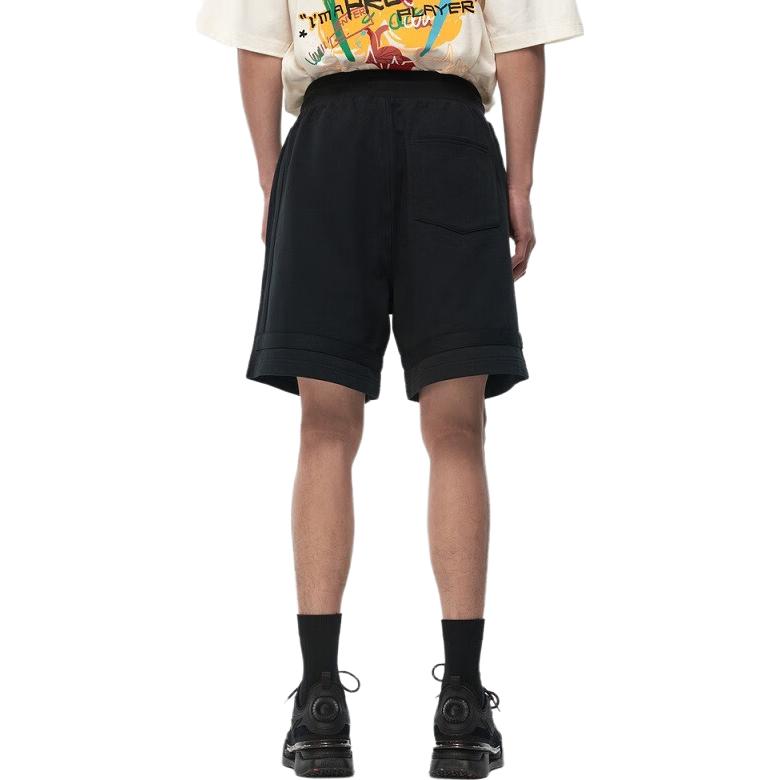 Li Ning Plain Cotton Straight Leg Breathable Sports Casual Shorts Men Shorts Black LKST007-2