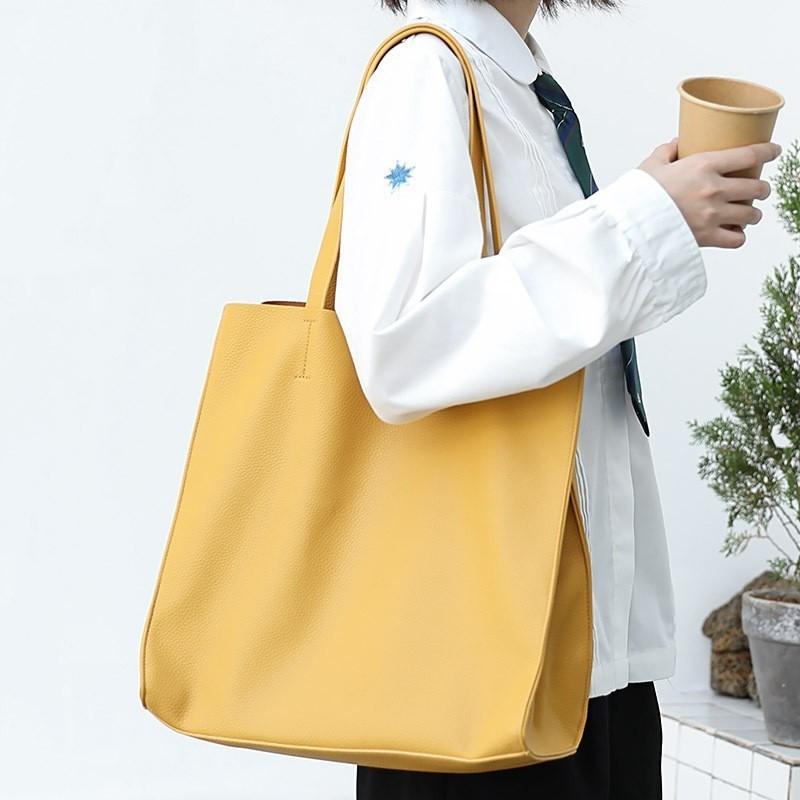 IELGY Korean Version of Fashionable Lychee Pattern Tote Bag, Simple and Large-capacity Solid Color One-shoulder Mother and Child Handbag