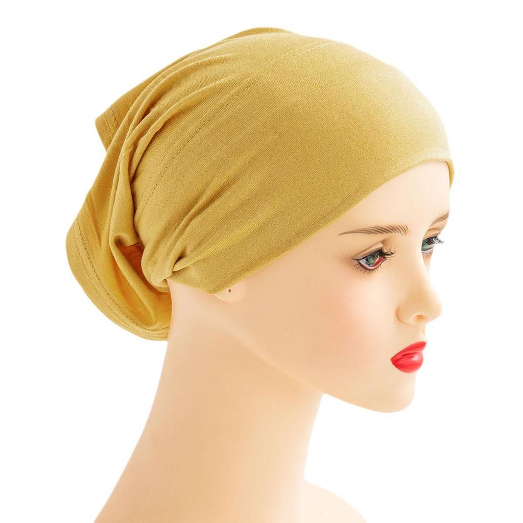 Pilling-Free, Non-Fading Multi-Color Tube Hat - Solid Pure Mercerized Cotton, Cotton Headscarf, Women's Elastic, Breathable.