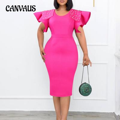 Γυναικείο φόρεμα με στρογγυλή λαιμόκοψη, μανίκι με σχίσιμο με χάντρες, γοφό OL, βραδινό φόρεμα για πάρτι