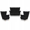 Bonito Wingback Lounge Set Sofa Armchairs Family Furniture Black Corduroy
