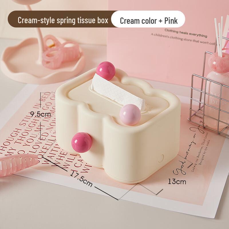 Charming Beauty Cream Style Plastic Tissue Box Set