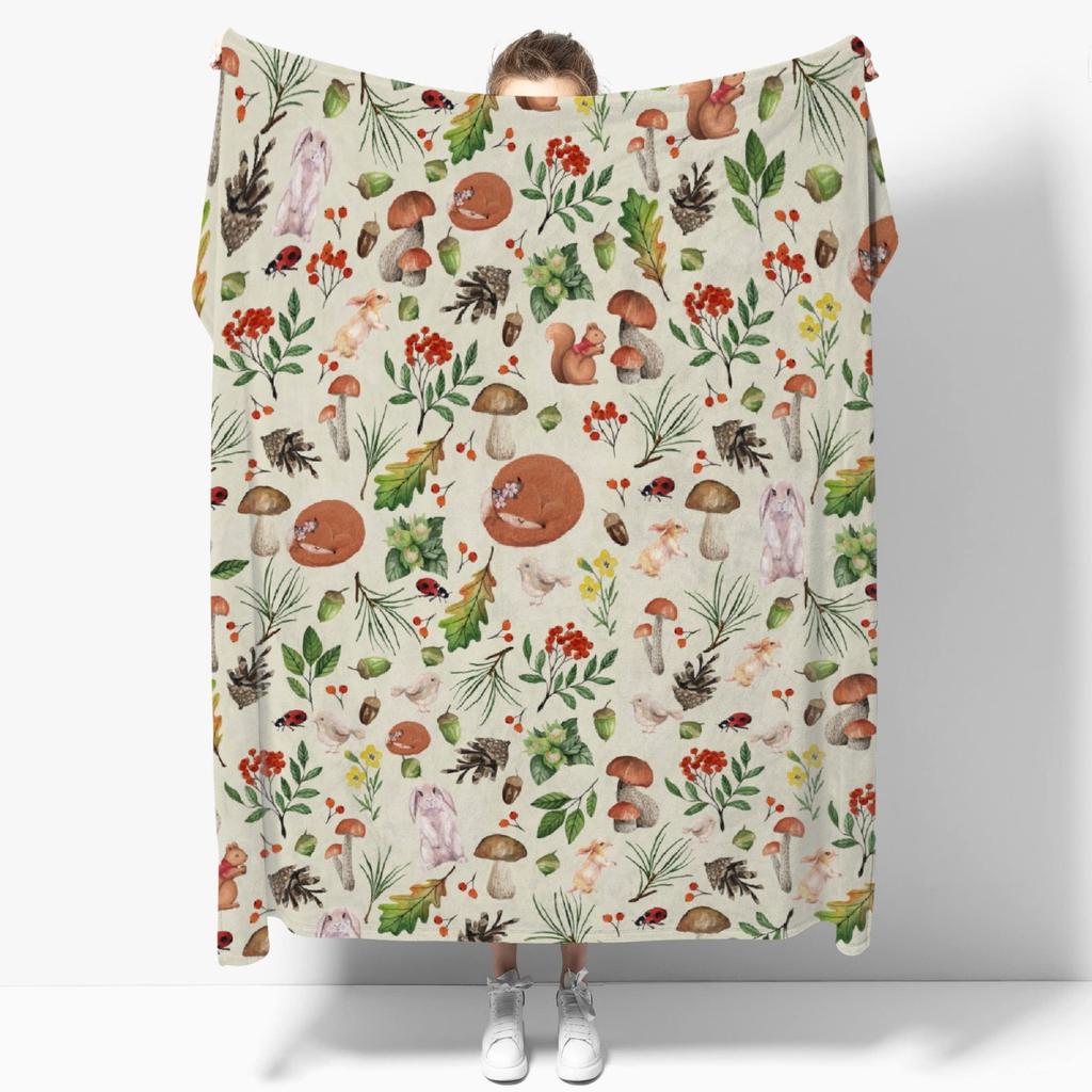 Mushroom Hippie Teppe Moth Gothic Witchy Flanell Teppe for All Season Sun Moon Fuzzy Soft Sofa Kontor Teppe