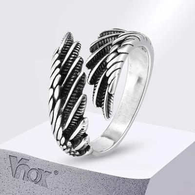 Men Women Angel's Wing Ring,Devil Wing Feather Finger Band, Adjustable Open Ring Jewelry Gift