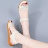 Women Black Wedge Sandals Summer White Dressy Open Toe Casual Thick Sole Platform Heel Sandals Plus Size