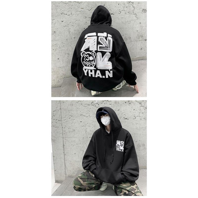 Men's Oversized Graphic Hoodie Hip Hop Style Long Sleeve Pullover Sweatshirt
