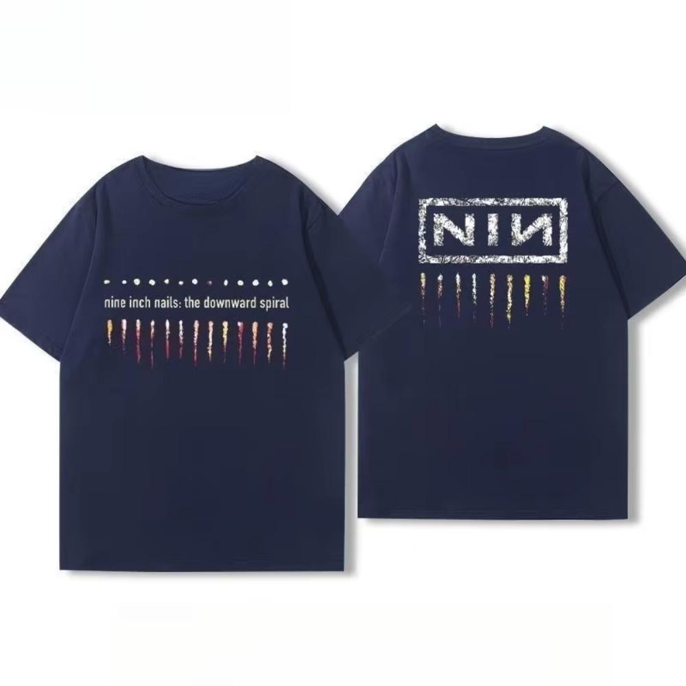 25 Top Mens and Womens Cotton Coat Nine Inch Nails Nine Inch Nails Surrounding Rock and Roll Band Printed Short Sleeve Tshirt