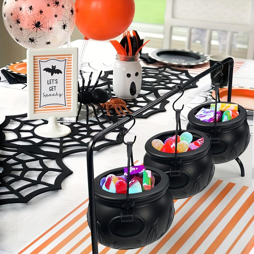 6pcs Mini Cauldron Novelty Candy Kettles Halloween Black Cauldrons Wizard Jar & Bowl Witches Pot Party Favors Tabletop Display