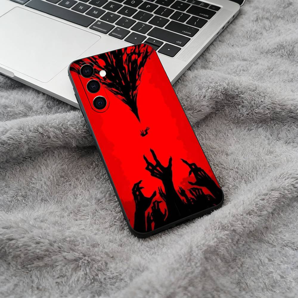 Hot anime-Black-C- Clover Soft Silicone Phone Case for Samsung Galaxy A73/A71/A72/A70/A53/A52/A51 - Black