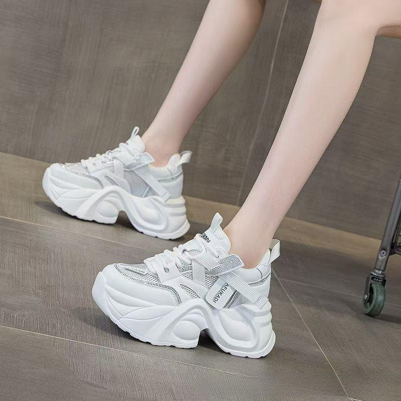 Shoe Platform Sneakers With Breathable Leather For Women Summer Casual Comfort