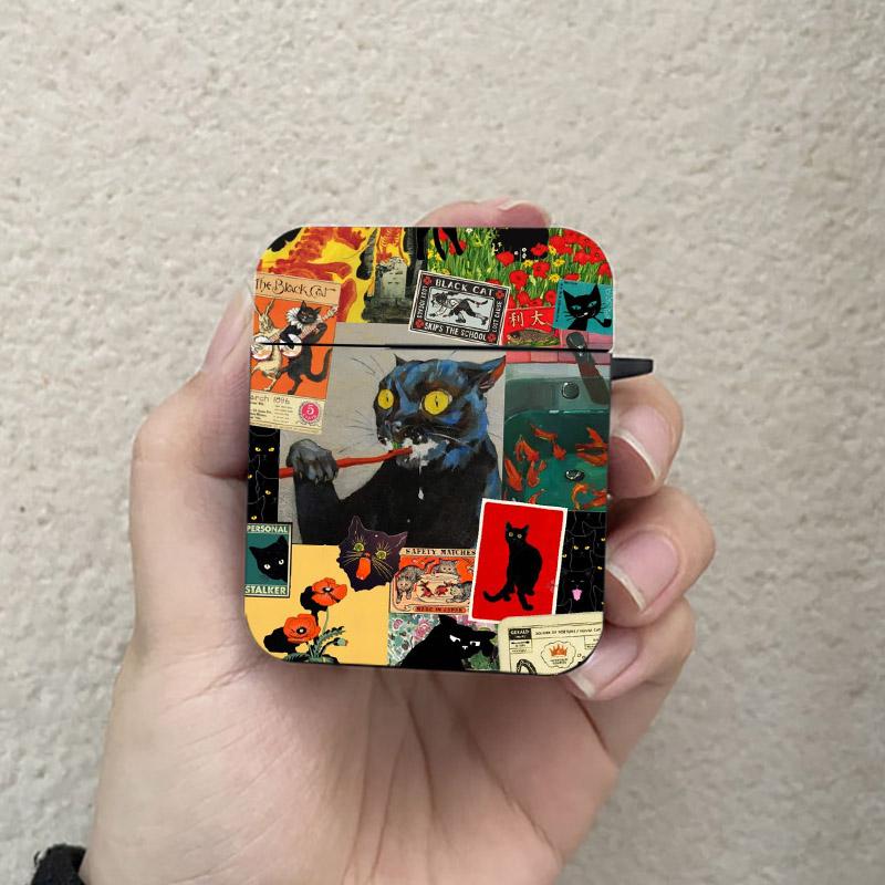

Funny Art Black Cat Earphone Case for Airpods 4th 3rd 2 Pro 3 Shockproof Hard Cover for Airpod 3 1 Protective Accessorie Shell AirPods Pro 1st