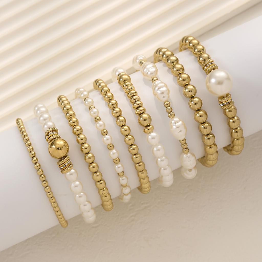 Vintage Punk CCB Bead String Elegant Irregular Imitation Zircon Bracelet Multi-layer Stacked Bracelet Women's Daily Party Zircon